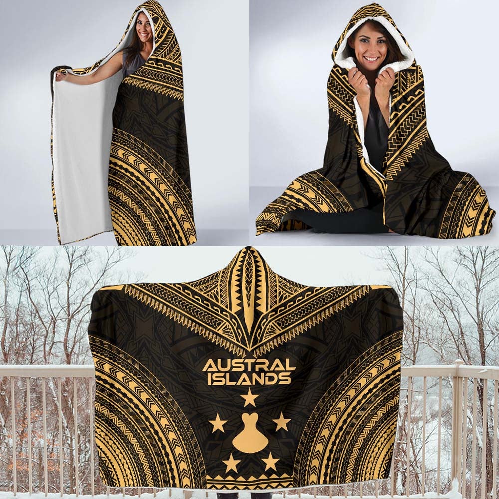 Austral Islands Polynesian Chief Hooded Blanket - Gold Version