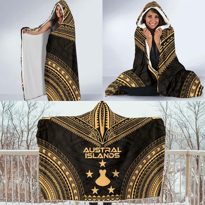 Austral Islands Polynesian Chief Hooded Blanket - Gold Version