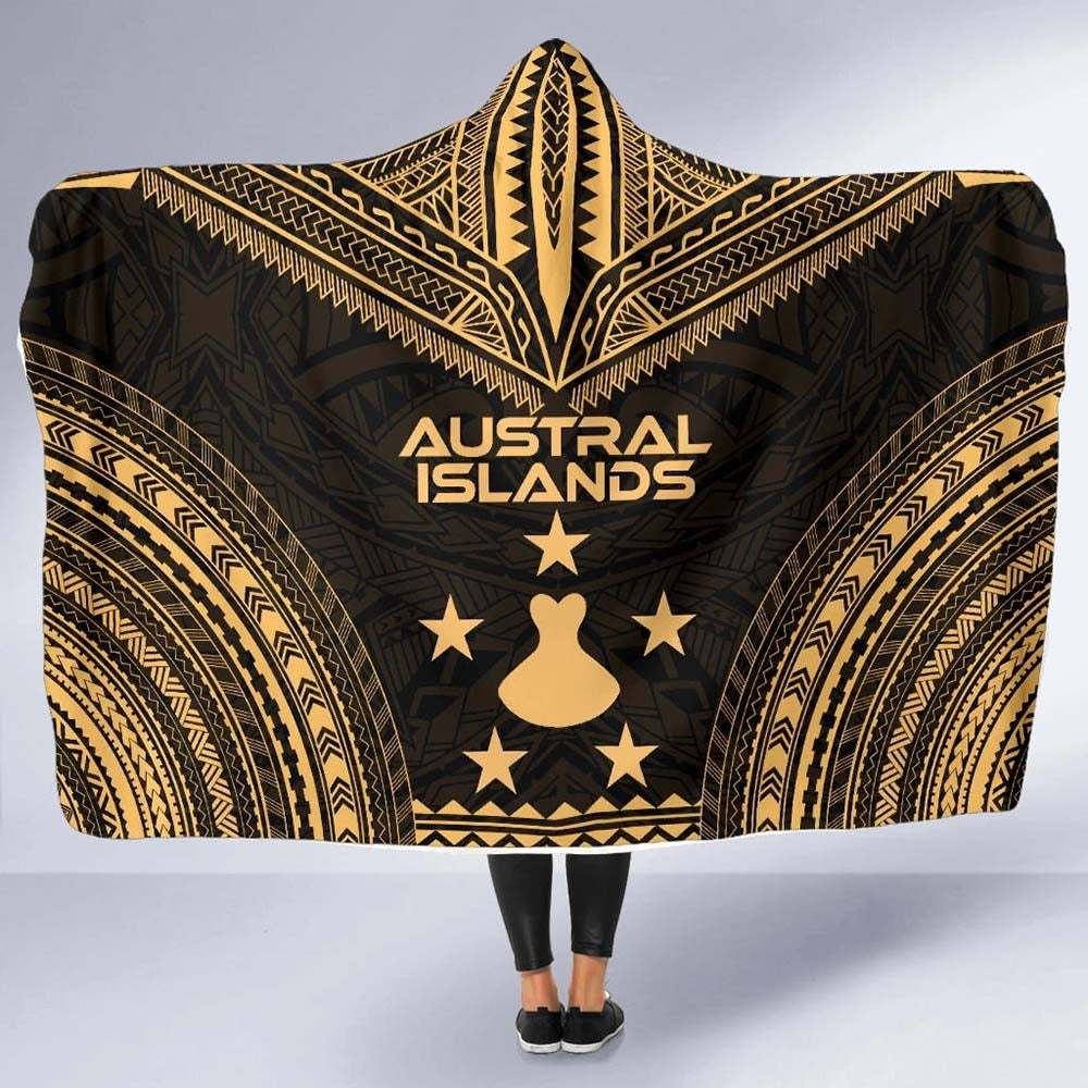 Austral Islands Polynesian Chief Hooded Blanket - Gold Version
