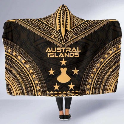Austral Islands Polynesian Chief Hooded Blanket - Gold Version