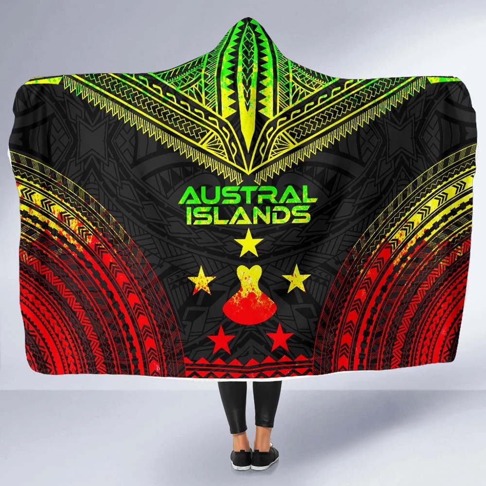 Austral Islands Polynesian Chief Hooded Blanket - Reggae Version