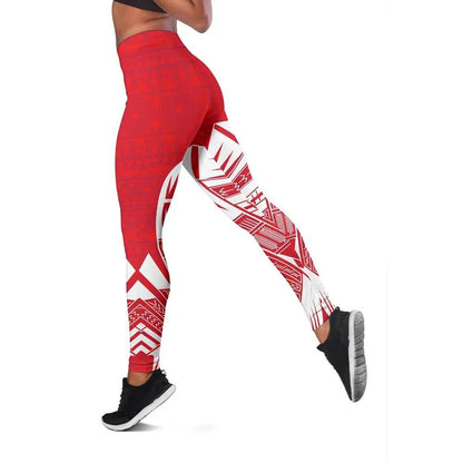Austral Islands Polynesian Legging - Polynesian Tattoo Flag Version