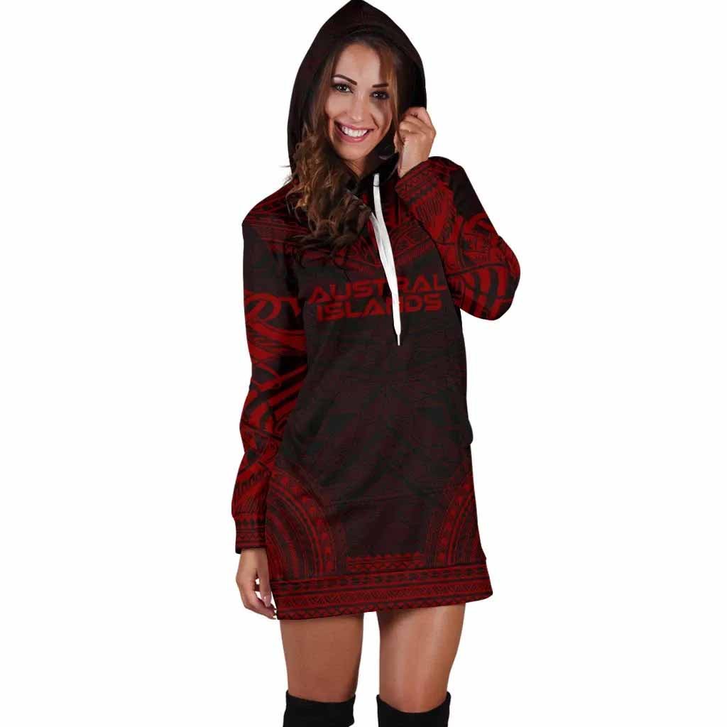 Austral Islands Female Hoodie Dress - Polynesian Red Chief