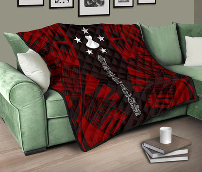 Austral Islands Premium Quilt - Austral Islands Flag Polynesian Red Tattoo (Dark Red)