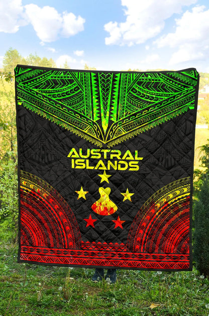 Austral Islands Premium Quilt - Austral Islands Flag Polynesian Chief Reggae Version