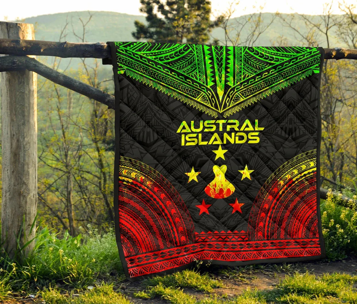 Austral Islands Premium Quilt - Austral Islands Flag Polynesian Chief Reggae Version