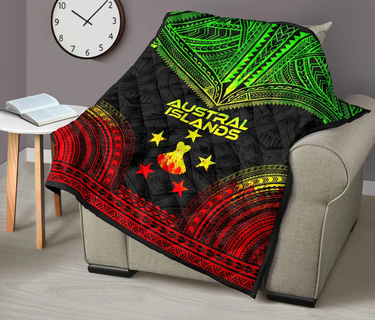Austral Islands Premium Quilt - Austral Islands Flag Polynesian Chief Reggae Version