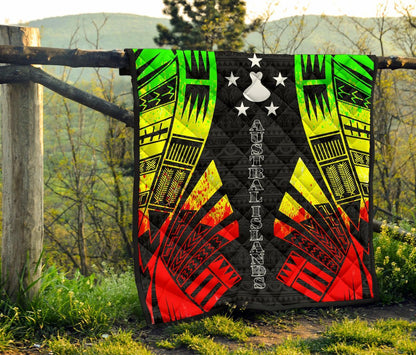 Austral Islands Premium Quilt - Austral Islands Flag Polynesian Reggae Tattoo (Black)