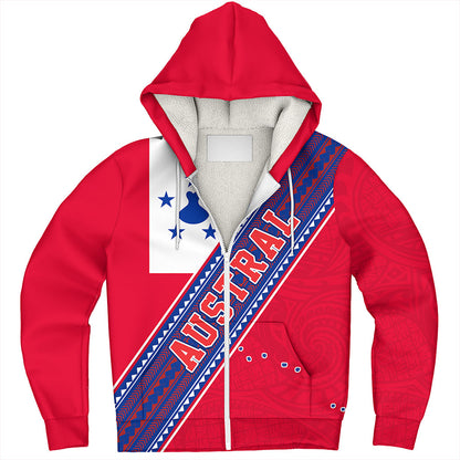Austral Islands Sherpa Hoodie Flag And Coat Of Arms