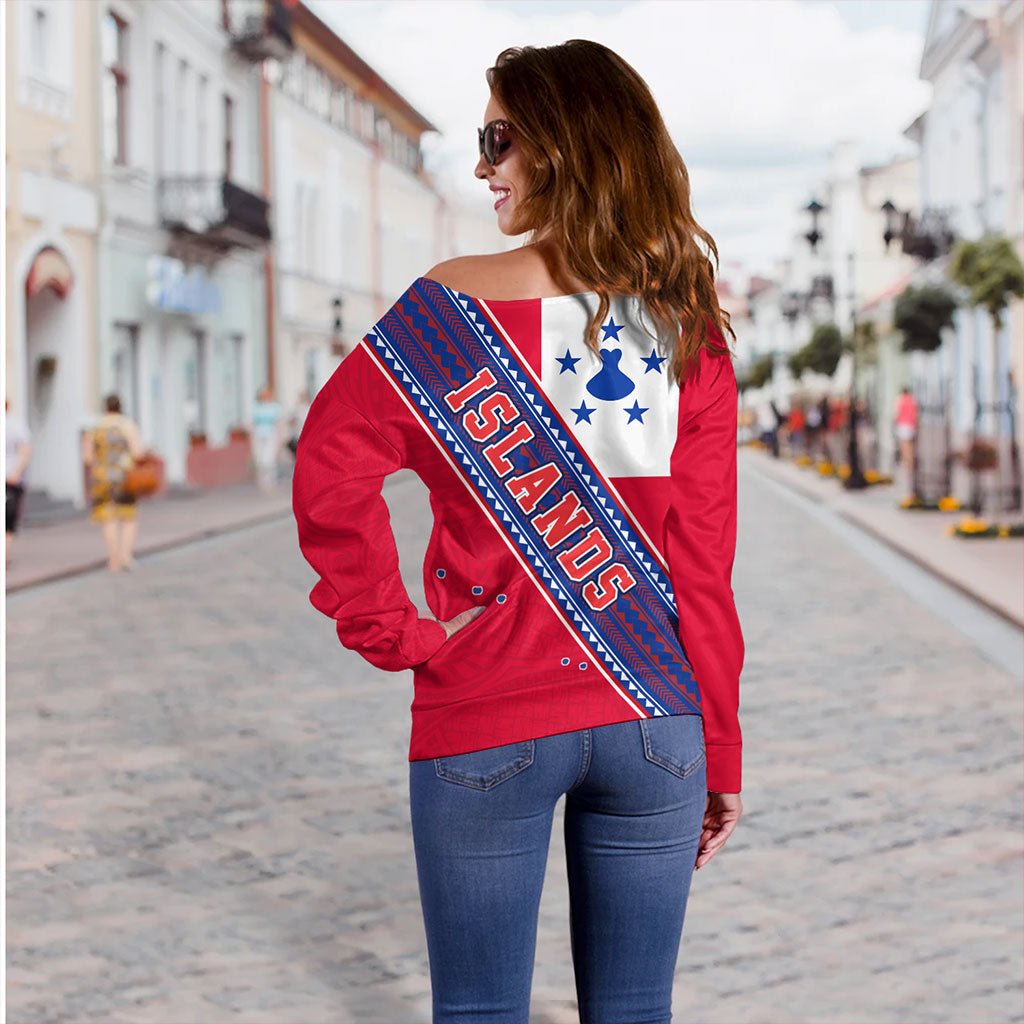 Austral Islands Off Shoulder Sweatshirt Flag And Coat Of Arms