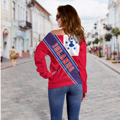 Austral Islands Off Shoulder Sweatshirt Flag And Coat Of Arms