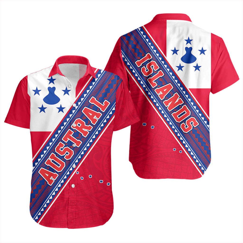 Austral Islands Short Sleeve Shirt Flag And Coat Of Arms