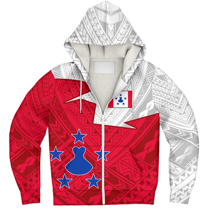 Austral Islands Sherpa Hoodie Polynesian Tattoo Flag And Coat Of Arms