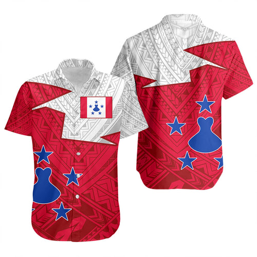 Austral Islands Short Sleeve Shirt Polynesian Tattoo Flag And Coat Of Arms