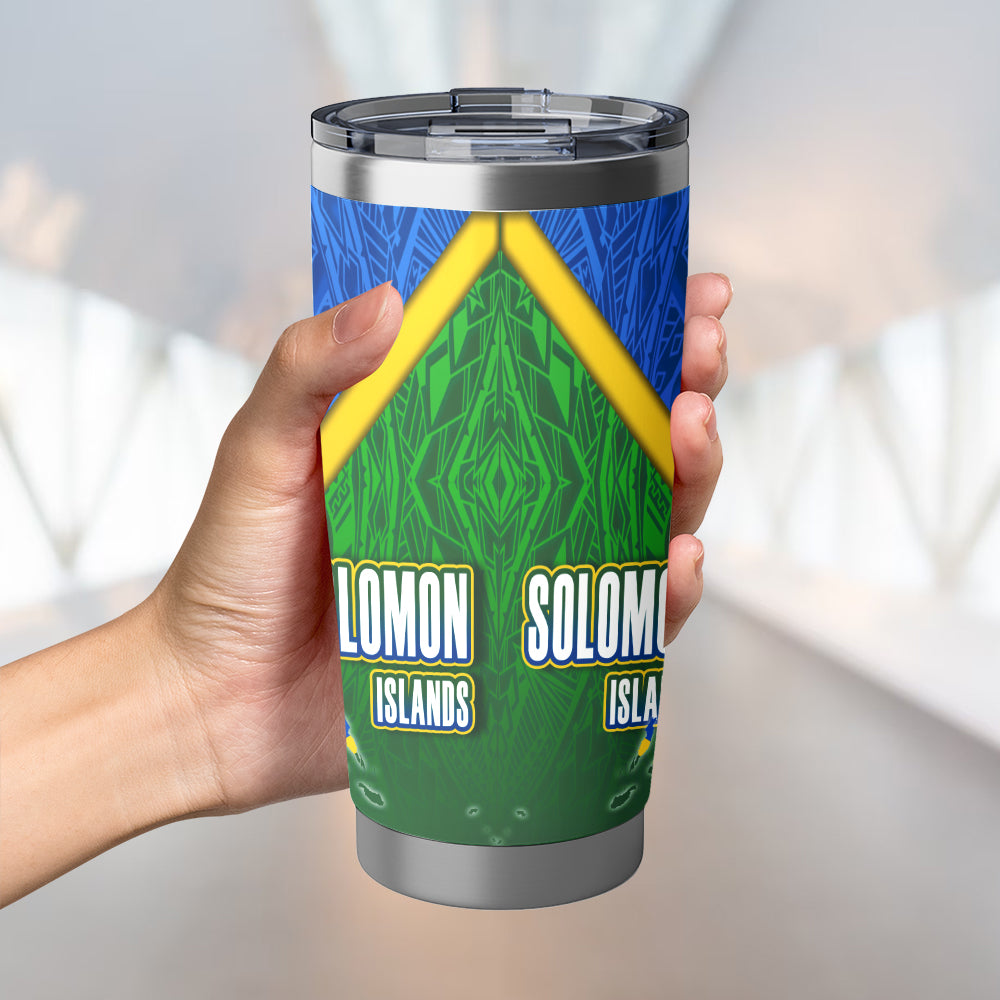 Solomon Islands Flag Color With Traditional Patterns Tumbler