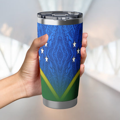 Solomon Islands Flag Color With Traditional Patterns Tumbler
