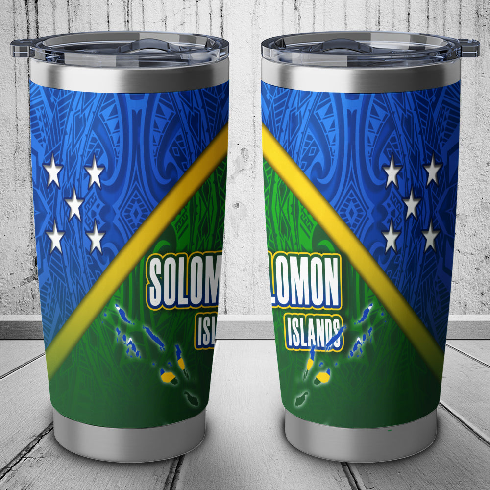 Solomon Islands Flag Color With Traditional Patterns Tumbler