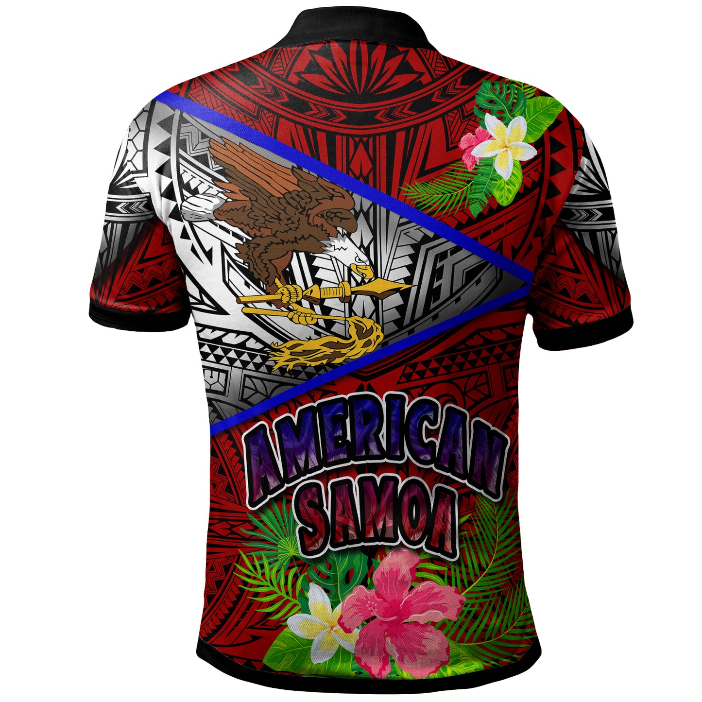 American Samoa Polo Shirt - Custom American Samoa Eagle Flag Style With Polynesian Patterns Polo Shirt