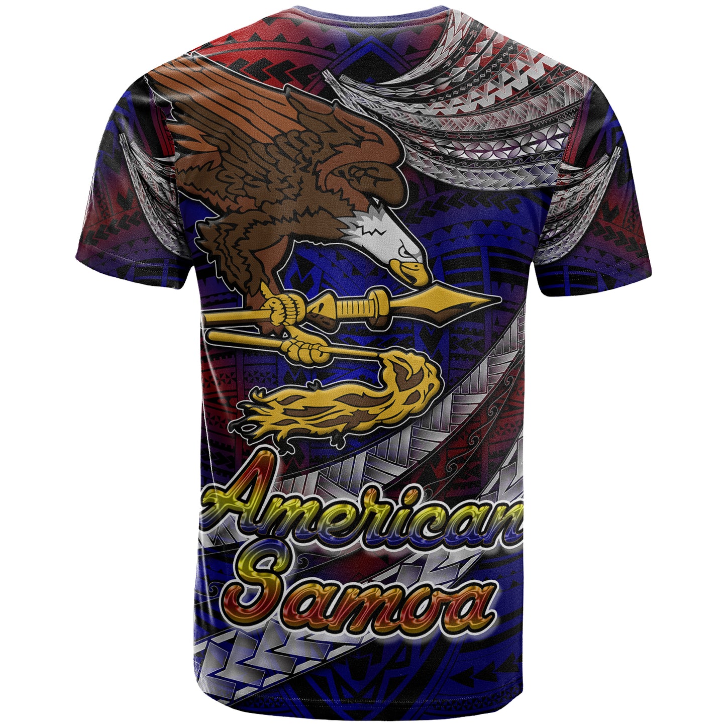 American Samoa T- Shirt - Custom American Samoa Eagle With Polynesian Patterns T- Shirt