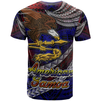 American Samoa T- Shirt - Custom American Samoa Eagle With Polynesian Patterns T- Shirt