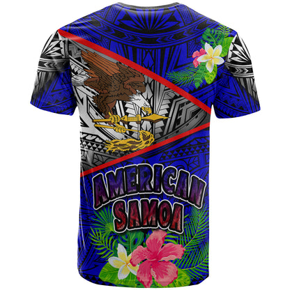 American Samoa T- Shirt - Custom American Samoa Eagle Flag Style With Polynesian Patterns T- Shirt