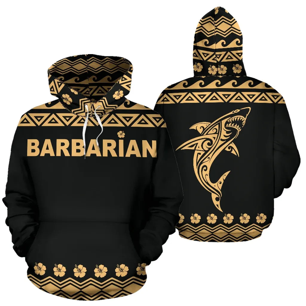 Barbarian All Over Hoodie - Polynesian Shark Hoodie