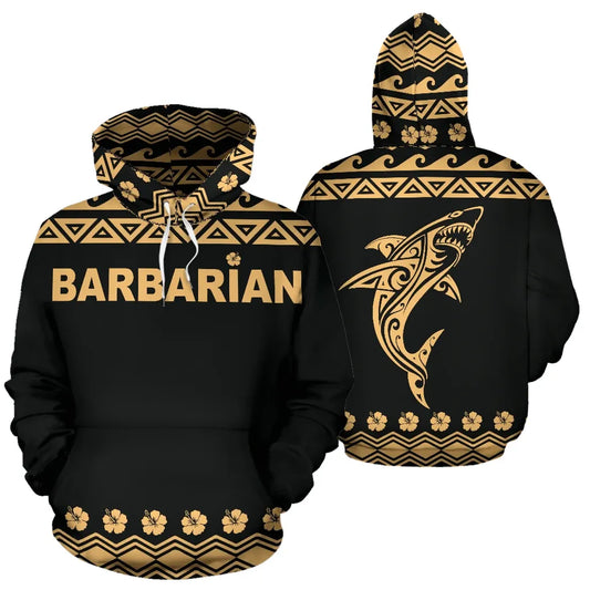 Barbarian All Over Hoodie - Polynesian Shark Hoodie