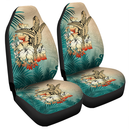 Hawaii Car Seat Covers Tropical Leaves Sea Turtle Tribal