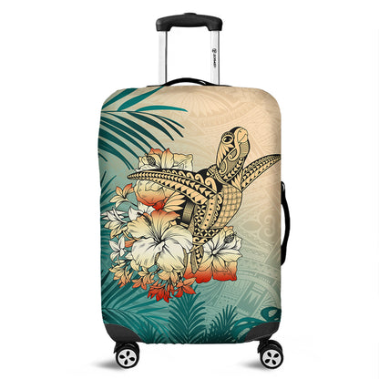 Hawaii Luggage Cover Tropical Leaves Sea Turtle Tribal