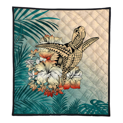 Hawaii Premium Quilt Tropical Leaves Sea Turtle Tribal