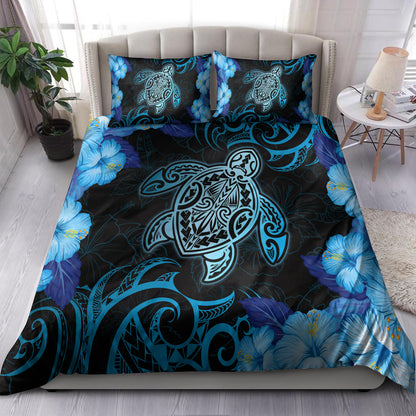 Hawaii Bedding Set - Hawaii Turtle Hibiscus Blue