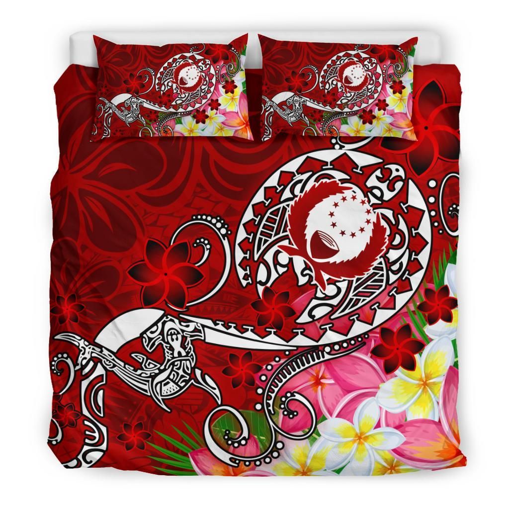 Pohnpei Bedding Set - Turtle Plumeria (Red)