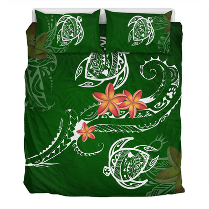 Hawaii Bedding Set Polynesian Turtle Map Hawaii Plumeria