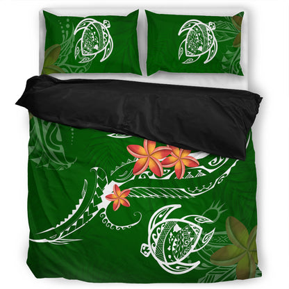 Hawaii Bedding Set Polynesian Turtle Map Hawaii Plumeria