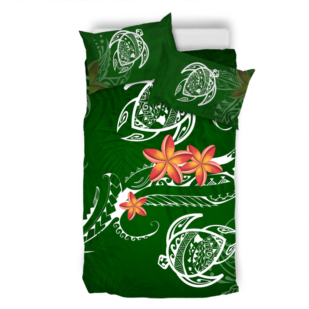 Hawaii Bedding Set Polynesian Turtle Map Hawaii Plumeria