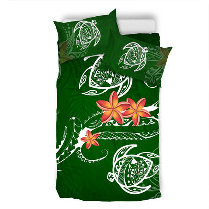 Hawaii Bedding Set Polynesian Turtle Map Hawaii Plumeria
