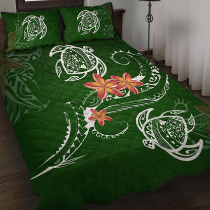 Hawaii Quilt Bed Set Polynesian Turtle Map Hawaii Plumeria