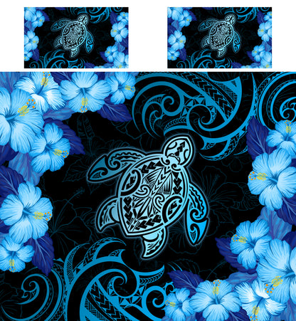 Hawaii Bedding Set - Hawaii Turtle Hibiscus Blue