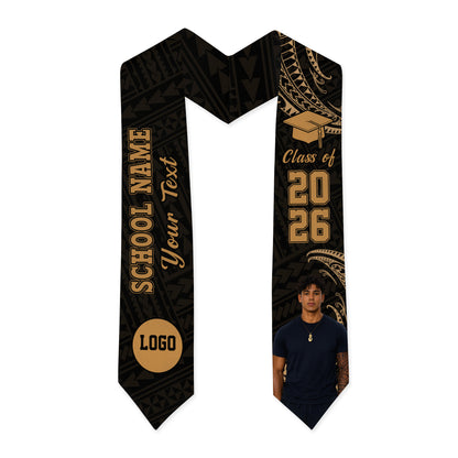 Hawaii Graduation Stole Custom Class 2026 Tribal Wave
