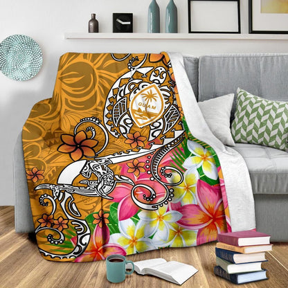Guam Premium Blanket - Turtle Plumeria (Gold)