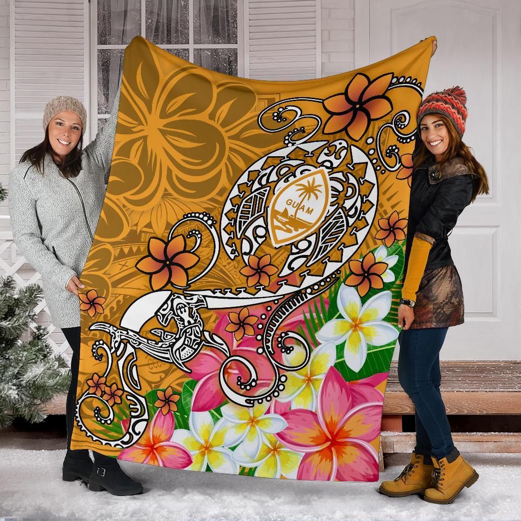 Guam Premium Blanket - Turtle Plumeria (Gold)