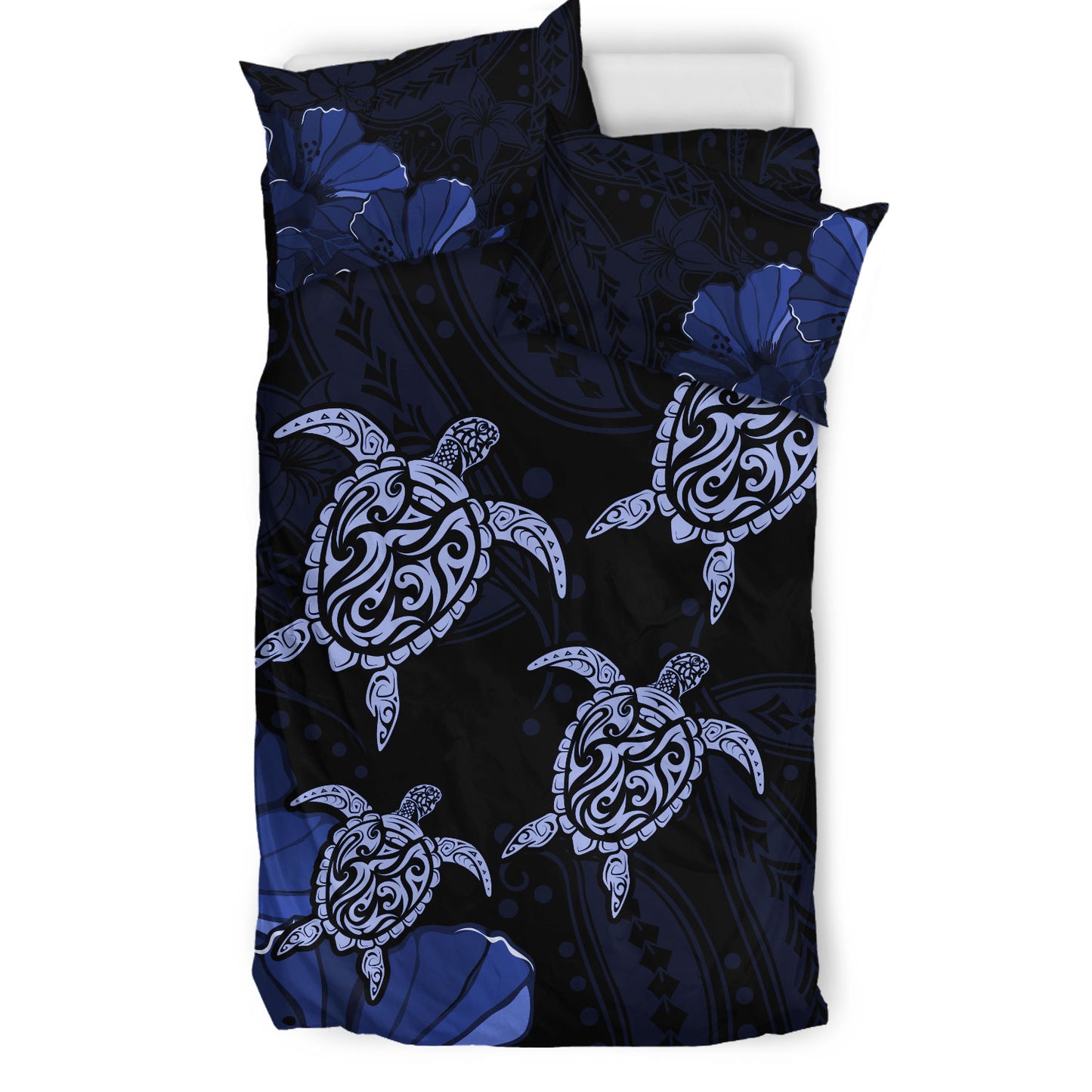 Hawaii Bedding Set Polynesia Honu Hibiscus Serenity