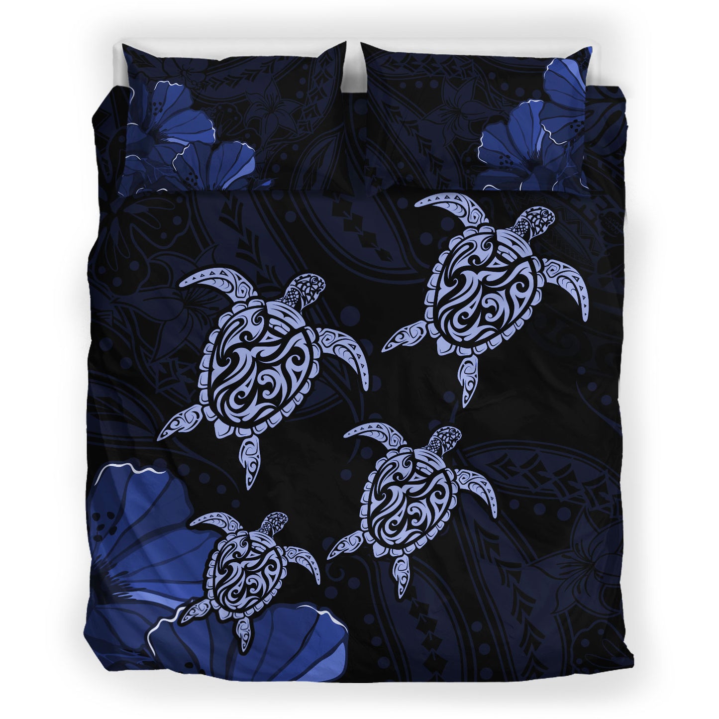 Hawaii Bedding Set Polynesia Honu Hibiscus Serenity