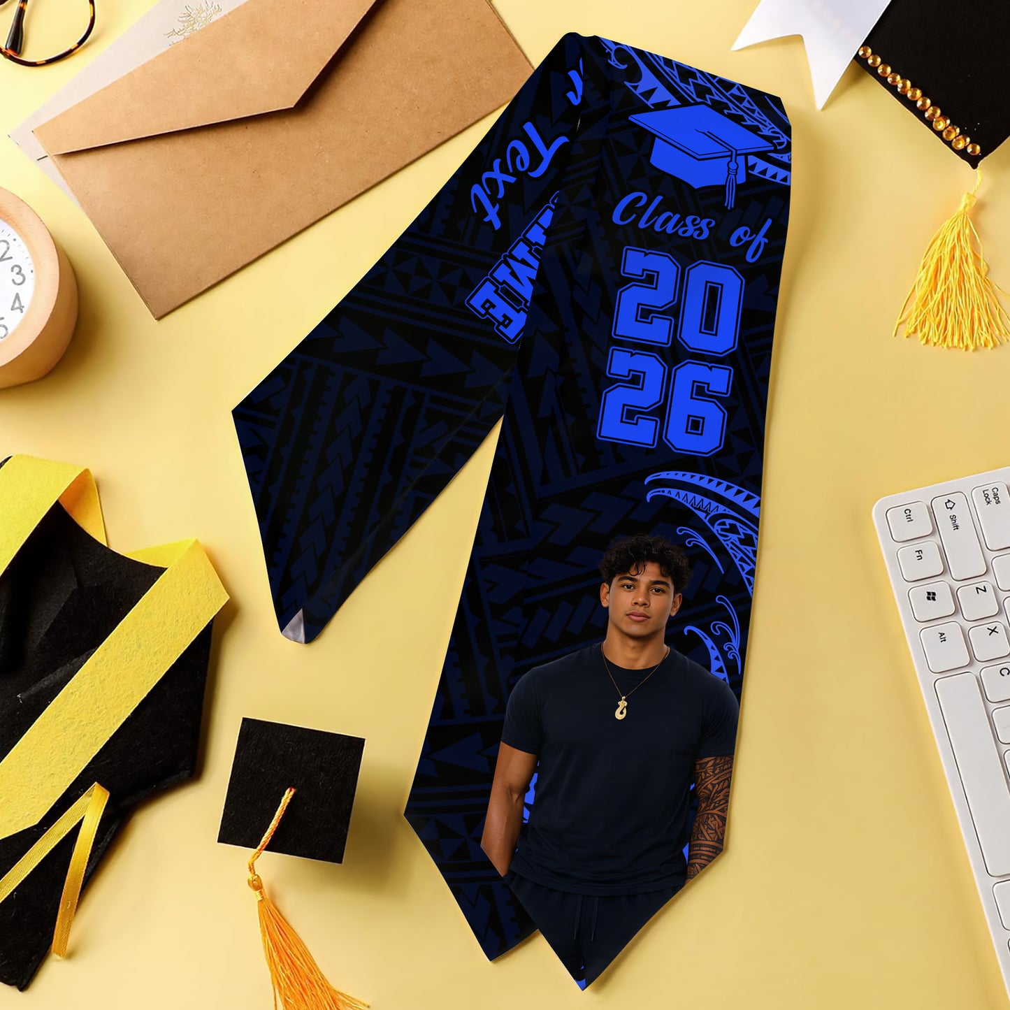 Hawaii Graduation Stole Custom Class 2026 Tribal Wave