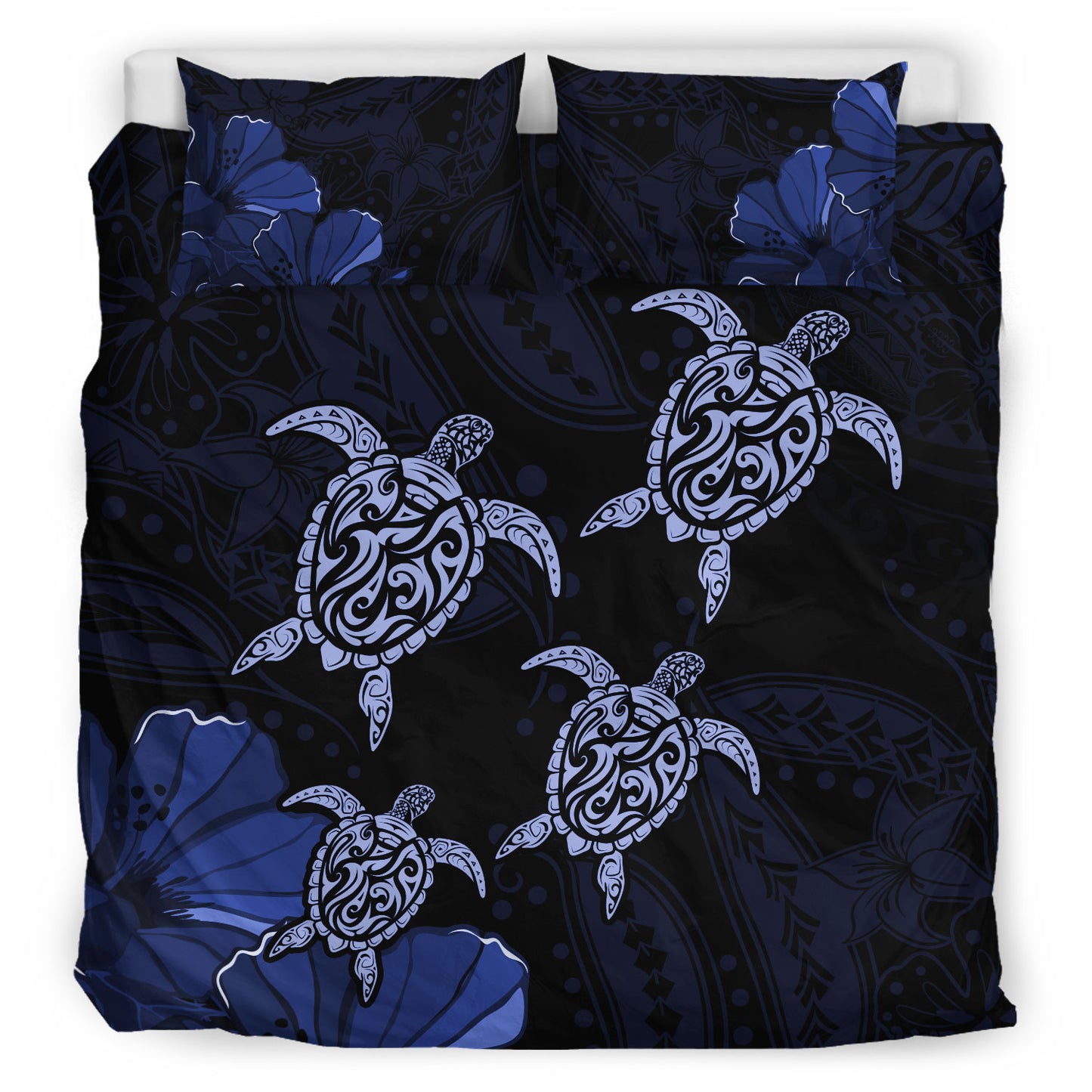 Hawaii Bedding Set Polynesia Honu Hibiscus Serenity