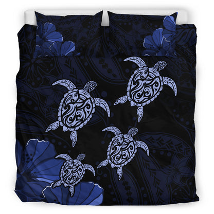 Hawaii Bedding Set Polynesia Honu Hibiscus Serenity