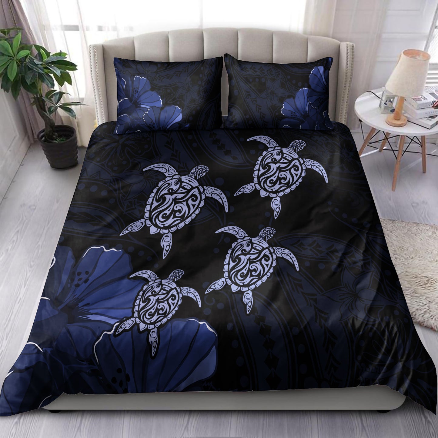Hawaii Bedding Set Polynesia Honu Hibiscus Serenity