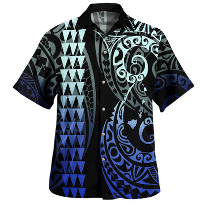 Hawaii Combo Shirts And Shorts Hawaiian Map Kakau Style Gradient Blue