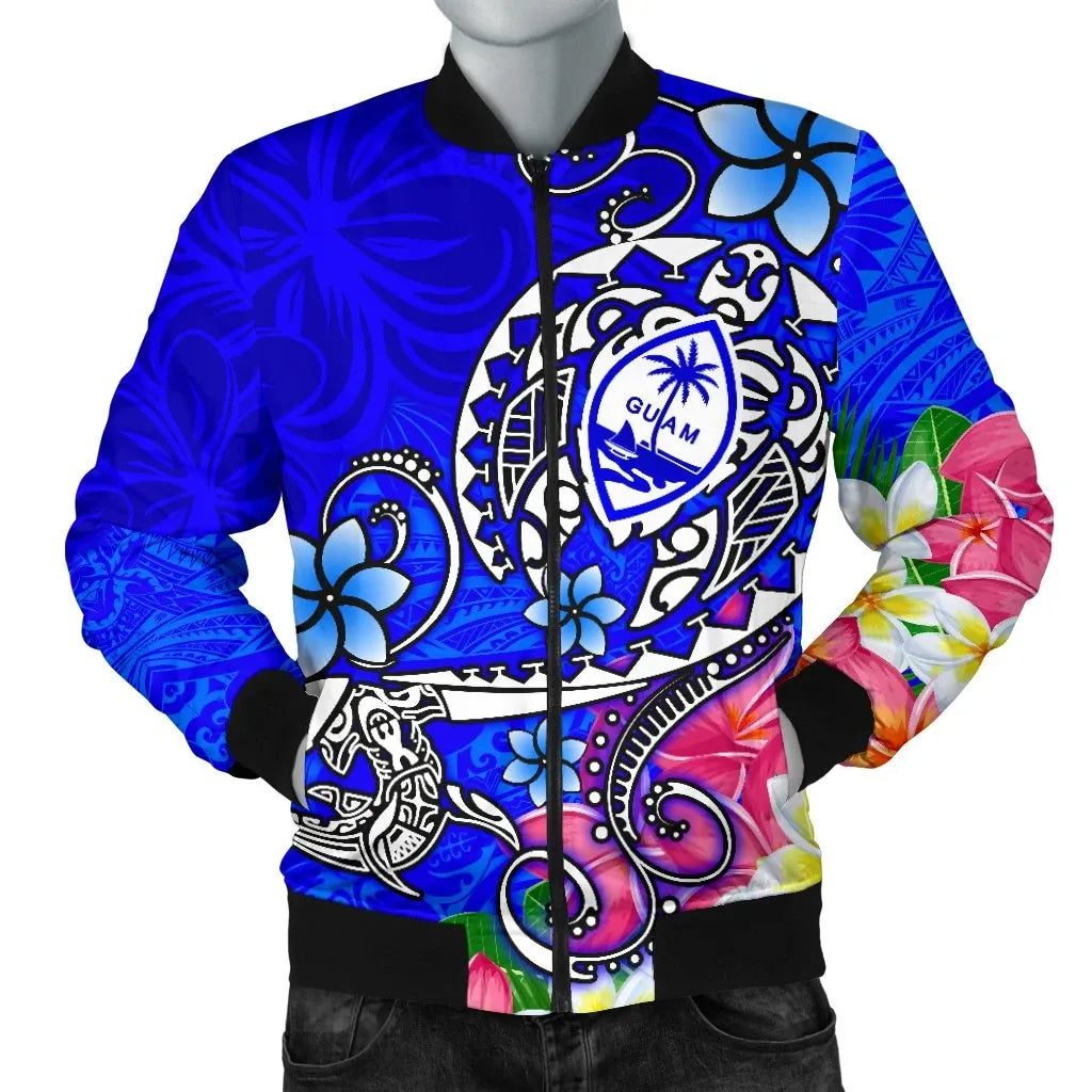 Guam Bomber Jacket - Turtle Plumeria (Blue)