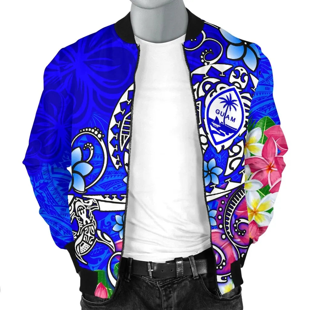 Guam Bomber Jacket - Turtle Plumeria (Blue)